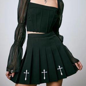 Current Mood Holier Than Thou Embroidered Skirt